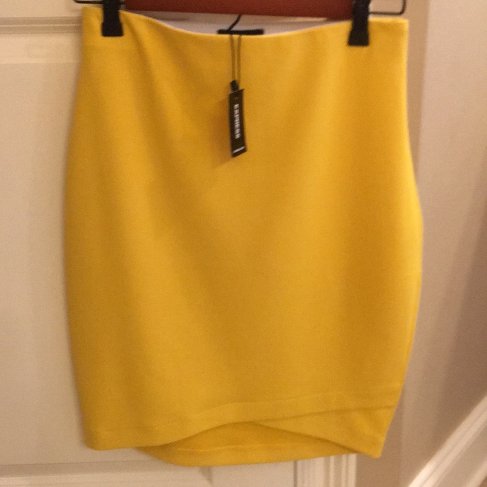 Express Yellow Pencil Skirt